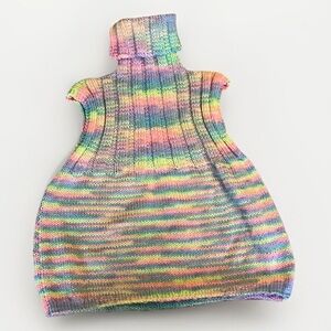 Adorable Hand Knit Rainbow Turtleneck Sweater Vest Dress